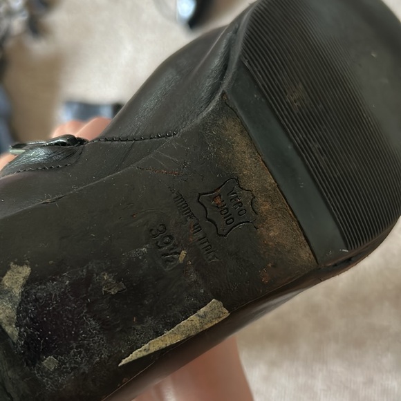 Vintage leather Enrico Antinori square toe square heel calf high boots 39.5 - Picture 8 of 9